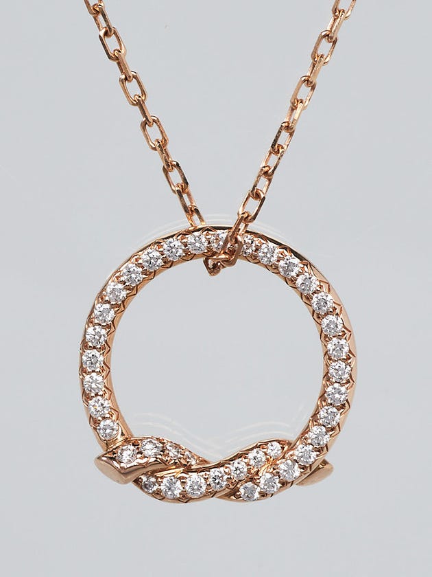 Cartier 18k Rose Gold and Diamond Twisted Circle Pendant