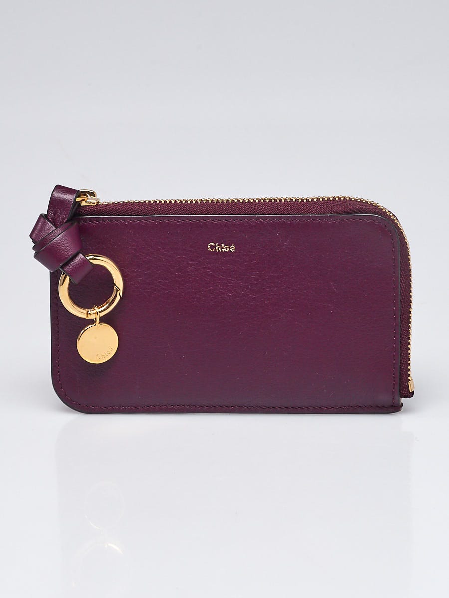 Chloe Purple Smooth Leather Alphabet Card Holder | Yoogi's Closet
