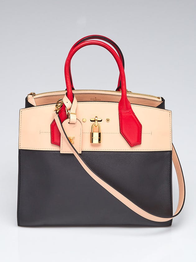 Louis Vuitton Black/Beige Leather City Steamer MM Bag