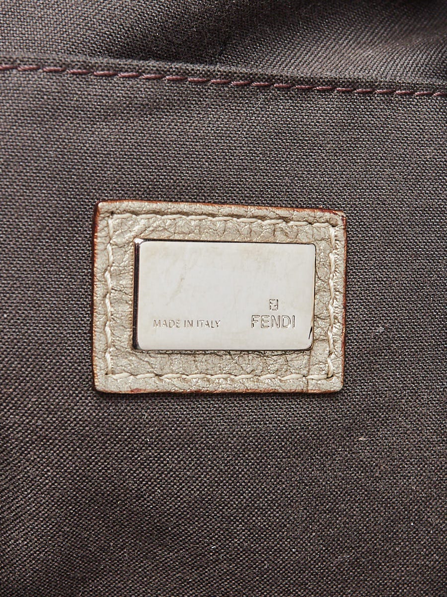 Fendi Grey/Silver Canvas Forever Bauletto Boston Bag 8BL068