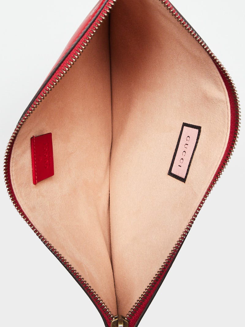 【GUCCI】 レッド ケース※箱無し Gucci Red Leather Ghost Skull Zip Pochette | Yoogi's Closet