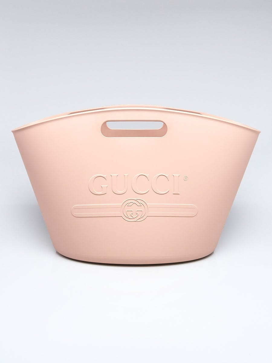 Gucci Beige Rubber Top Handle Logo Oversized Tote Bag - Yoogi's Closet