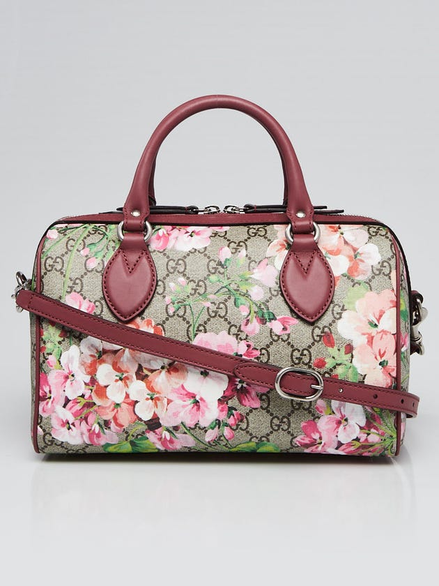 Gucci Beige/Pink GG Coated Canvas Supreme Blooms Top Handle Boston Bag