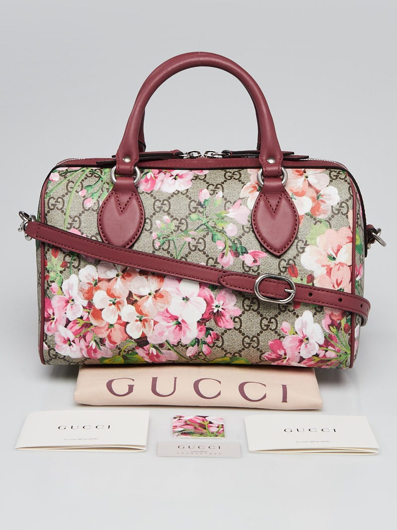 Gucci Handbag GG Supreme Monogram Canvas Linea A Red Pink Leather