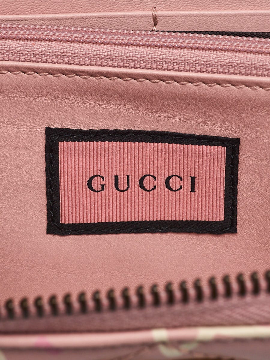 Gucci Pink Quilted Leather Gucci Ghost Metalasse Zippy Wallet