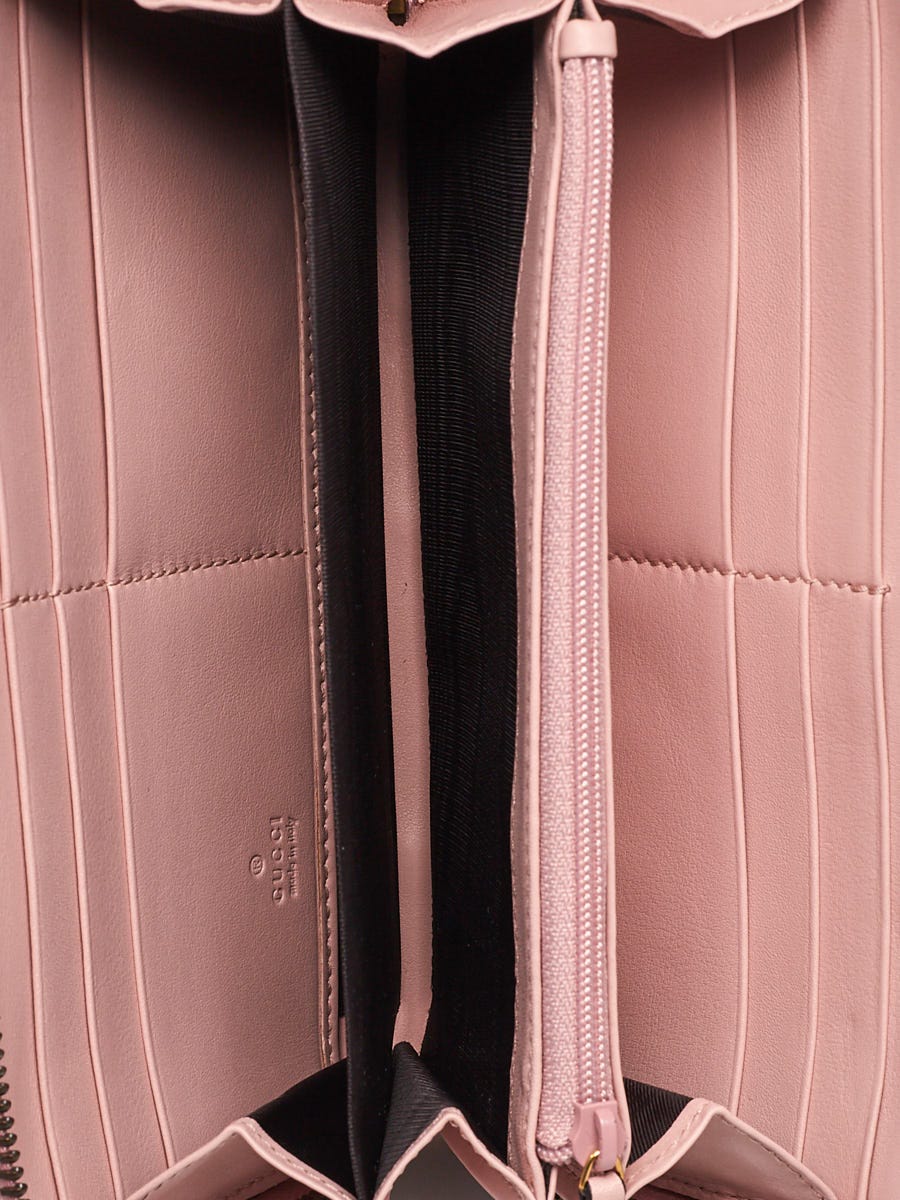 Gucci Pink Quilted Leather Gucci Ghost Metalasse Zippy Wallet