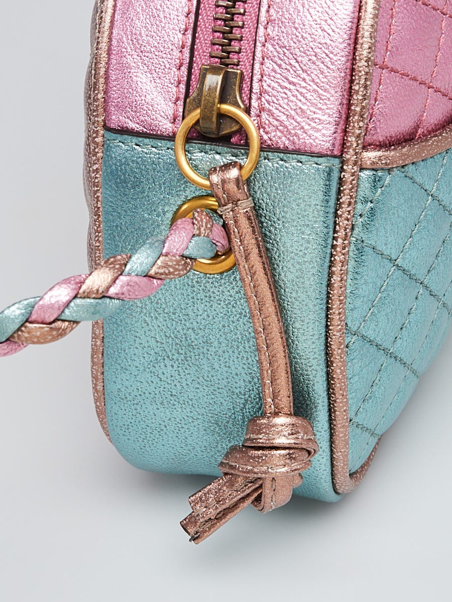 Gucci Pink/Blue Metallic Quilted Laminated Leather Mini Bag