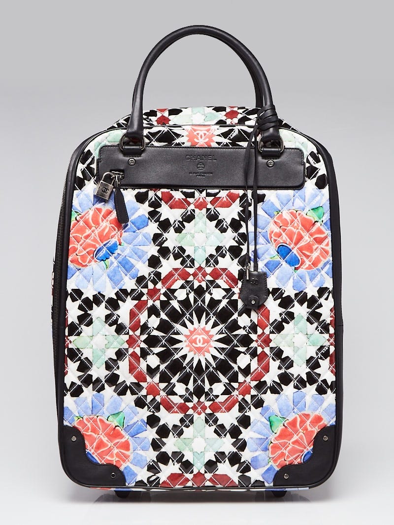Chanel Multicolor Quilted Printed Coated Canvas Dubai Paris Carry On  Trolley Rolling Suitcase - Yoogi's Closet