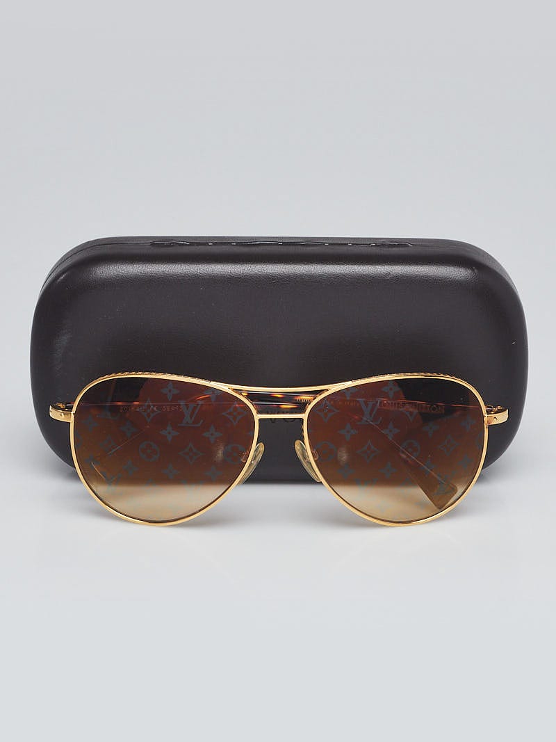 Louis Vuitton Goldtone Metal Frame Monogram Conspiration Pilote Sunglasses-Z0164U  - Yoogi's Closet