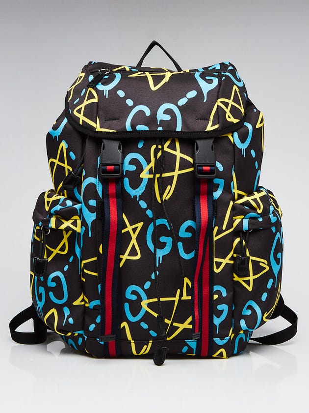 Gucci Black/Blue/Yellow Canvas Gucci Ghost Techpack Backpack Bag