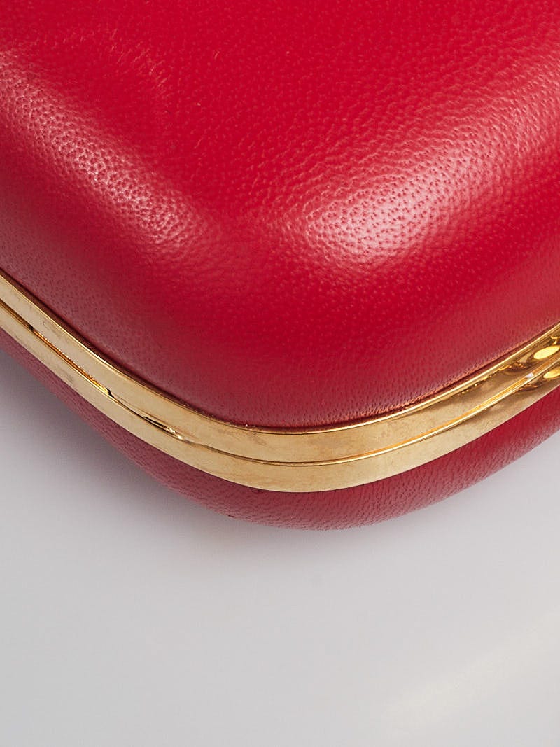 Alexander McQueen Red Leather Dagger Skull Box Clutch Bag