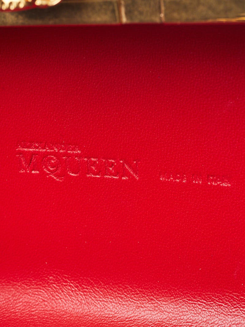 Alexander McQueen Red Leather Dagger Skull Box Clutch Bag