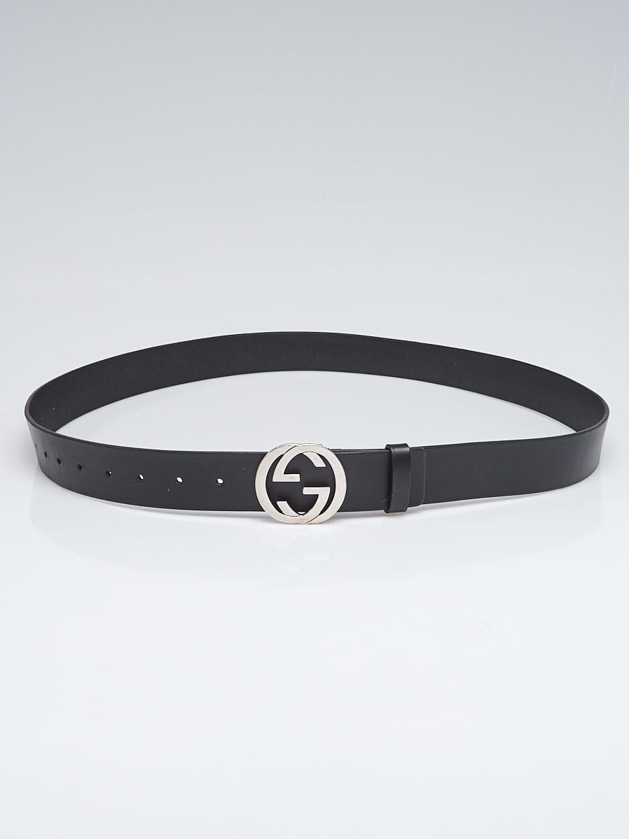 Gucci Leather Belt with Double G Buckle, Size Gucci 110, Black, Leather