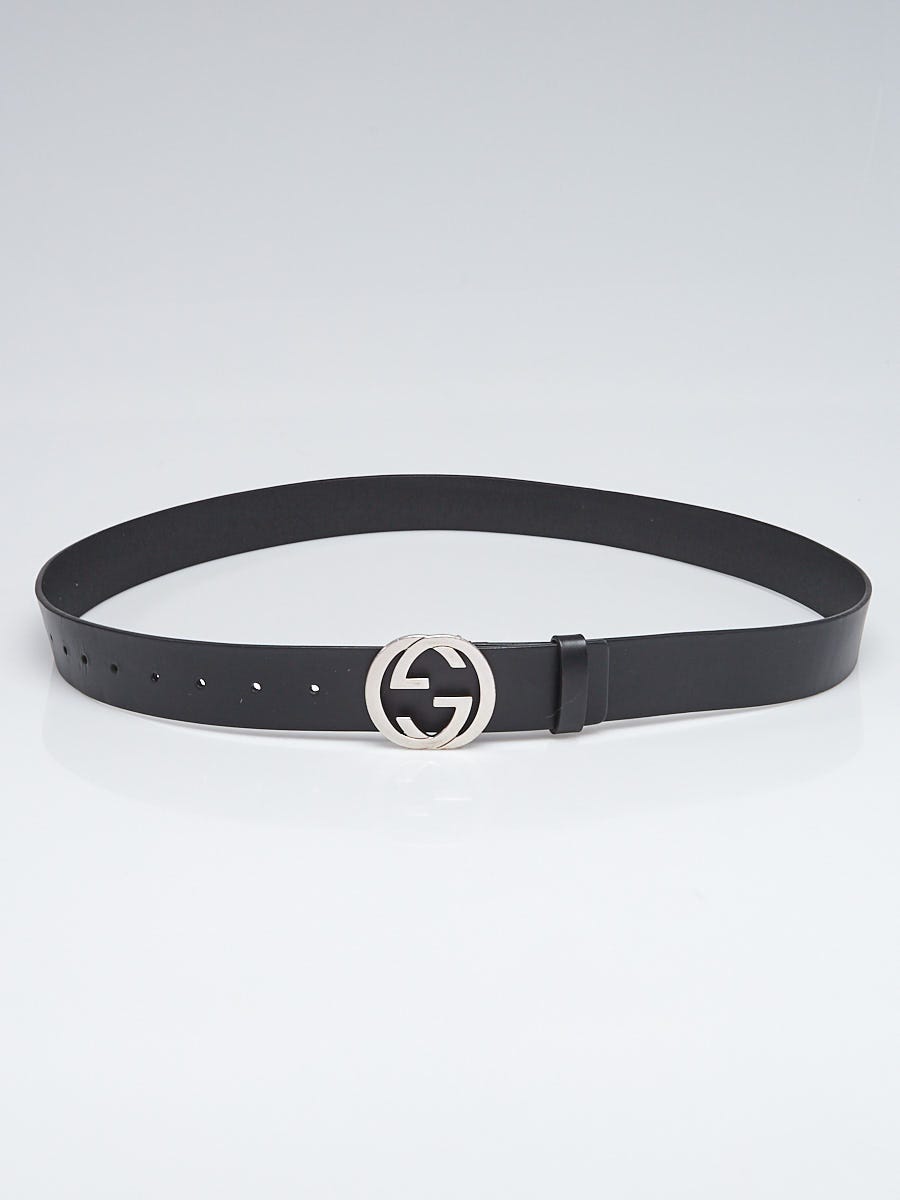 Womens Gucci black Leather GG Belt