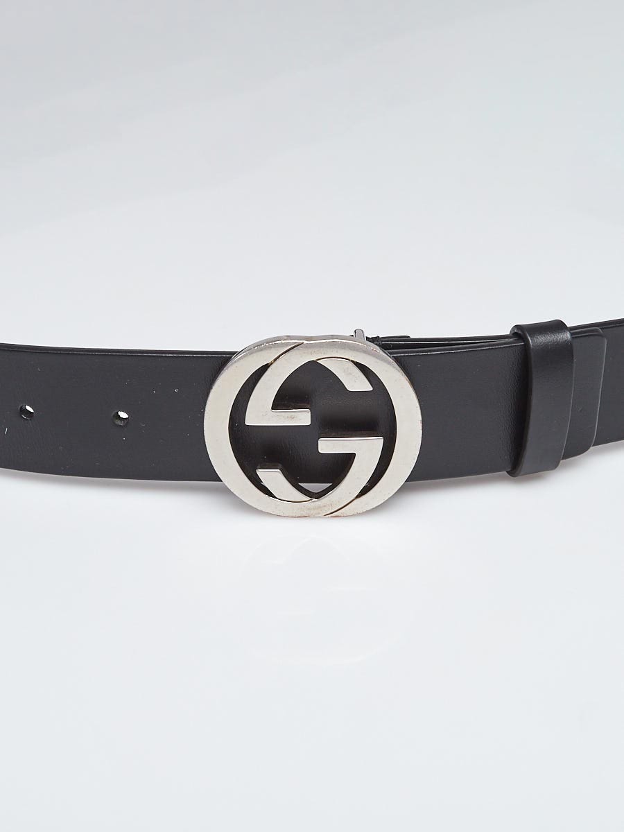 Gucci Black Smooth Leather Signature GG Belt Size 110/44