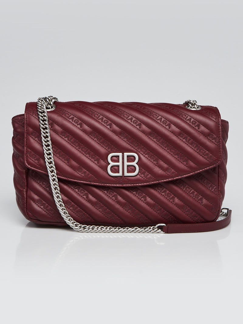 Balenciaga BB Chain Round Shoulder Bag Quilted Velvet Small Black 2137331
