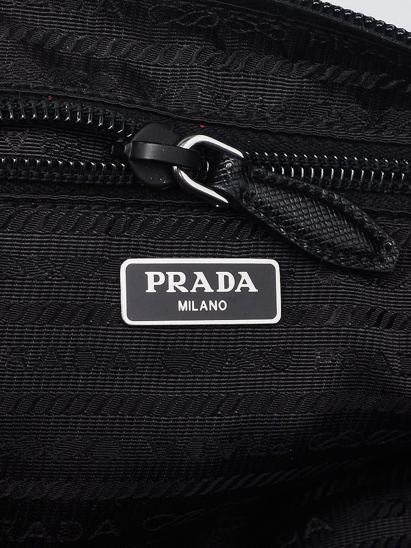 Prada Vela Nylon Zip Wristlet in Black