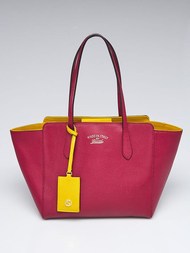 Gucci Red/Yellow Leather Small Swing Tote Bag