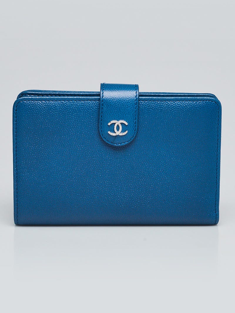 CHANEL Small Boy Long Caviar Leather Zip Around Wallet Blue-US