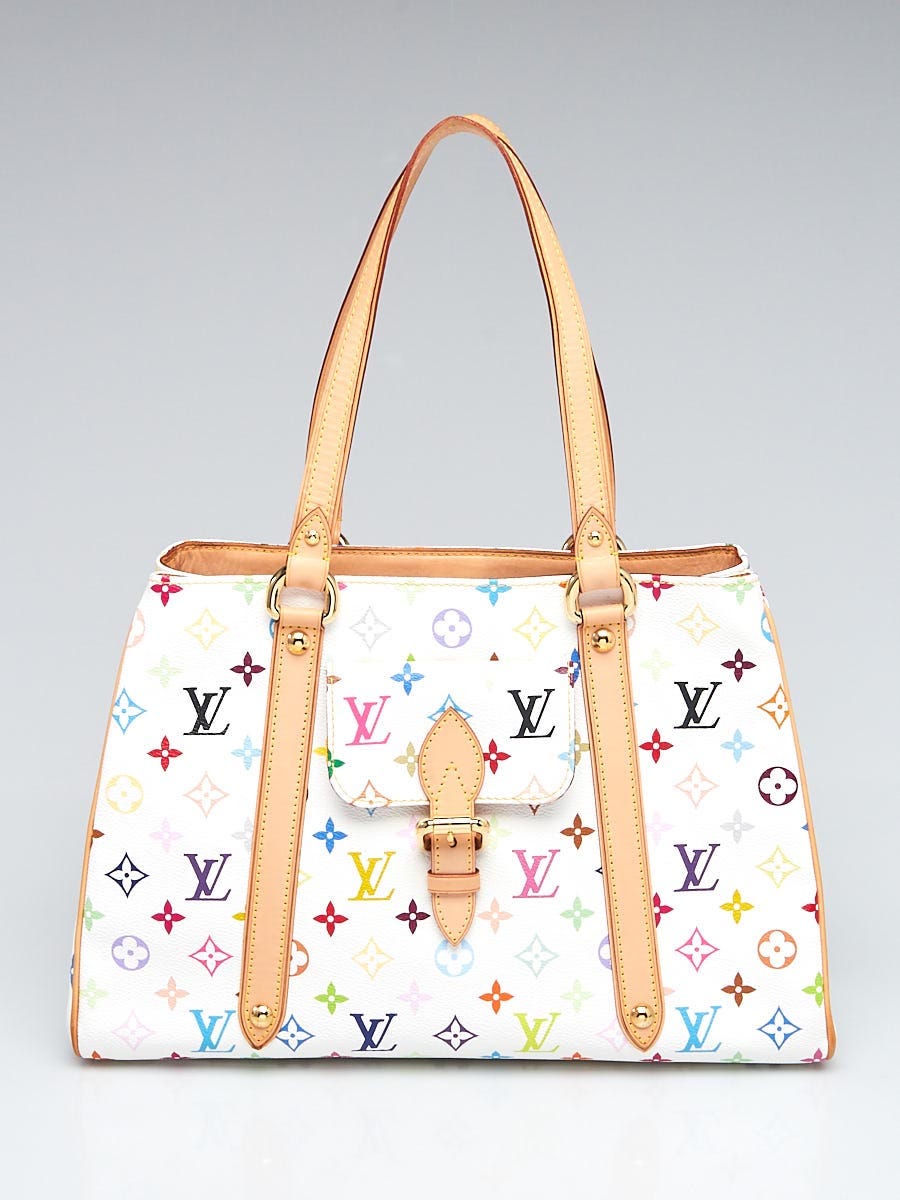 Louis Vuitton White Multicolore Monogram Aurelia GM Bag - Yoogi's Closet