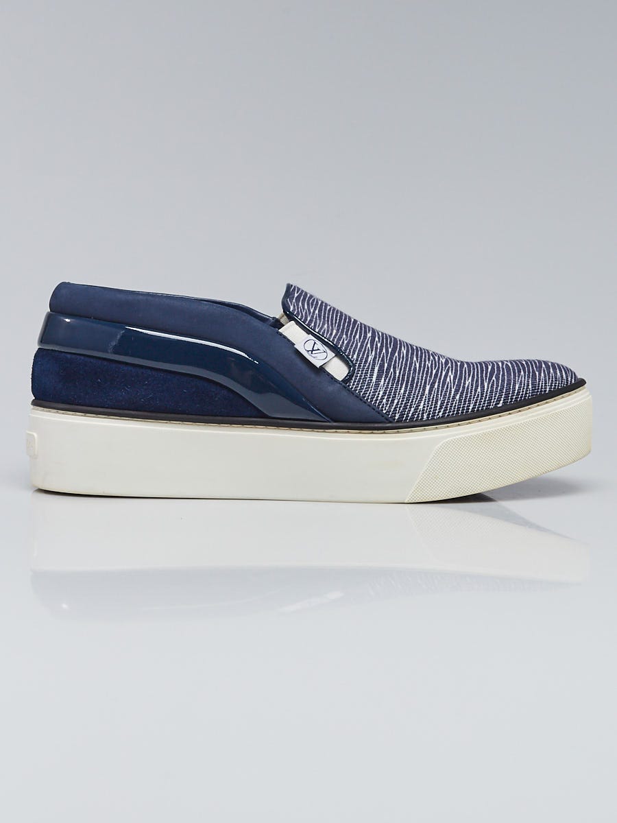 Louis Vuitton Blue/White Canvas/Leather Slip On Twister Sneakers