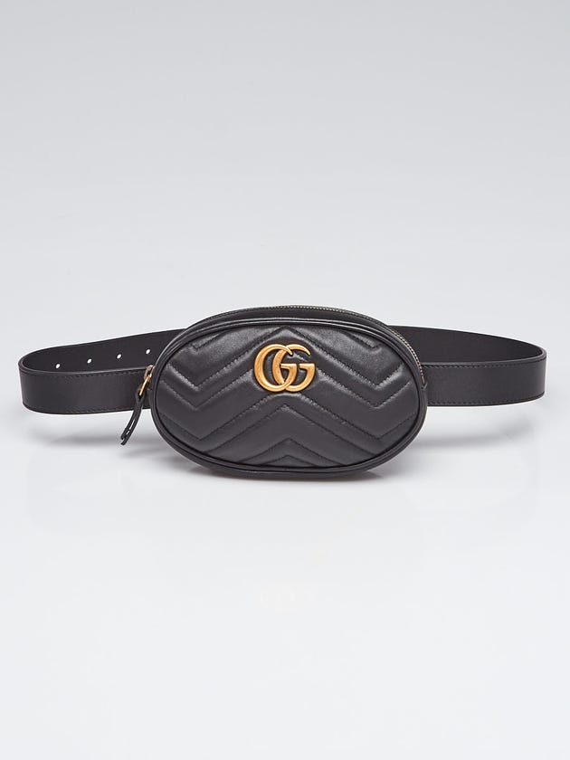 Gucci Black Quilted Leather GG Marmont Waist Belt Bag