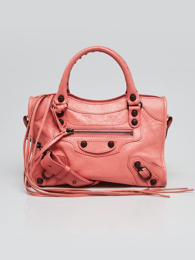 Balenciaga Rose Azalee Lambskin Leather Mini City Bag