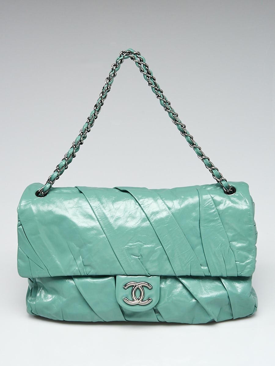 Chanel Mint Green Leather XL Classic Twisted Flap Bag Chanel