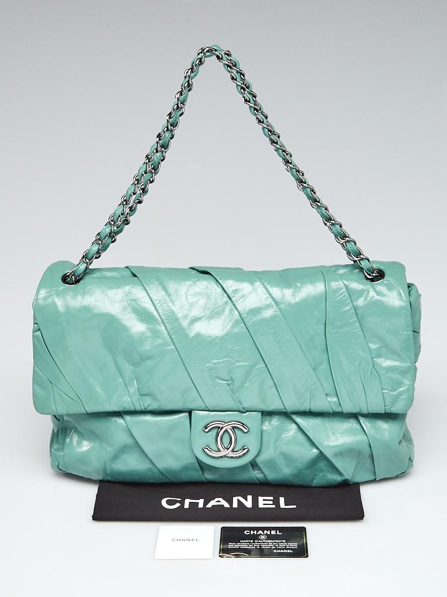 Chanel Light Green Glazed Calfskin Leather Twisted Jumbo XL Flap Bag -  Yoogi's Closet