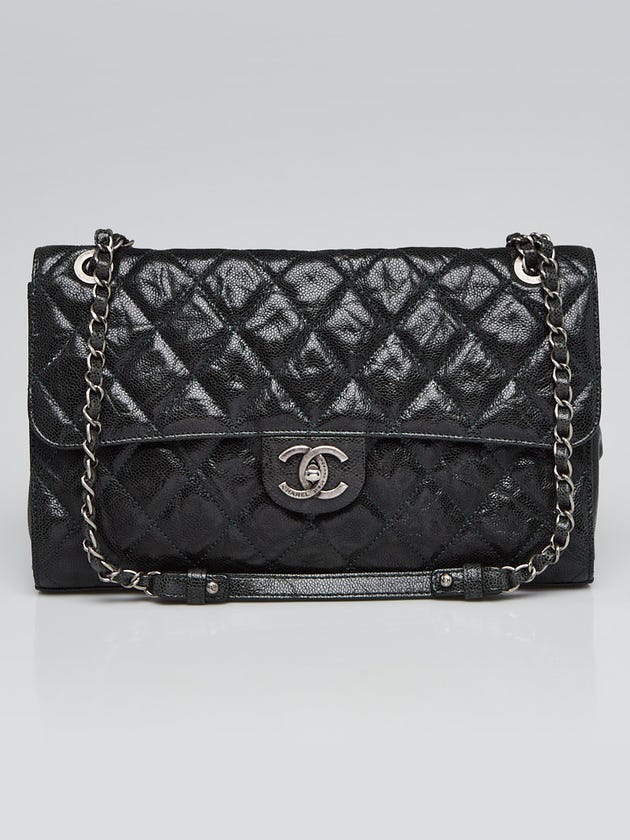 Chanel Navy Blue Glazed Caviar Leather Crave Jumbo Flap Bag