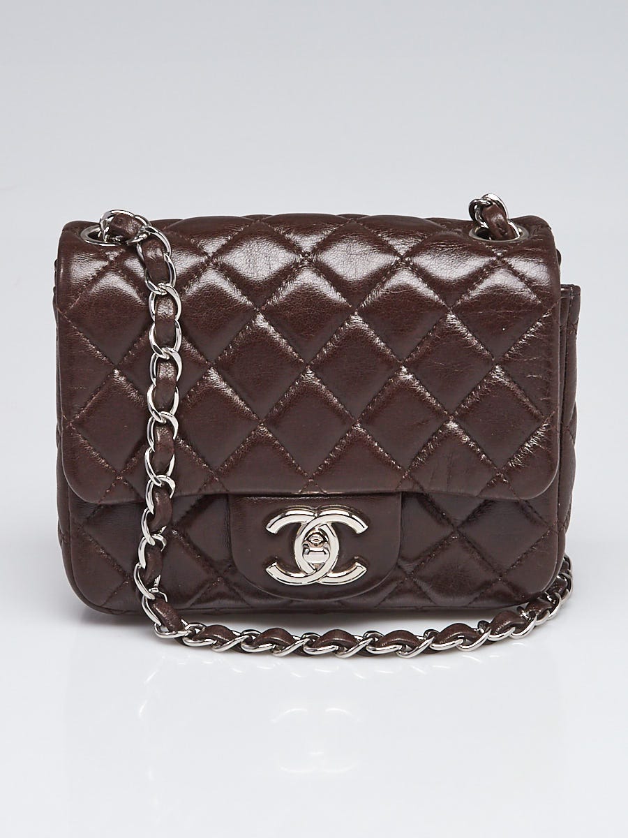 Chanel Brown Quilted Washed Lambskin Leather Classic Mini Flap Bag