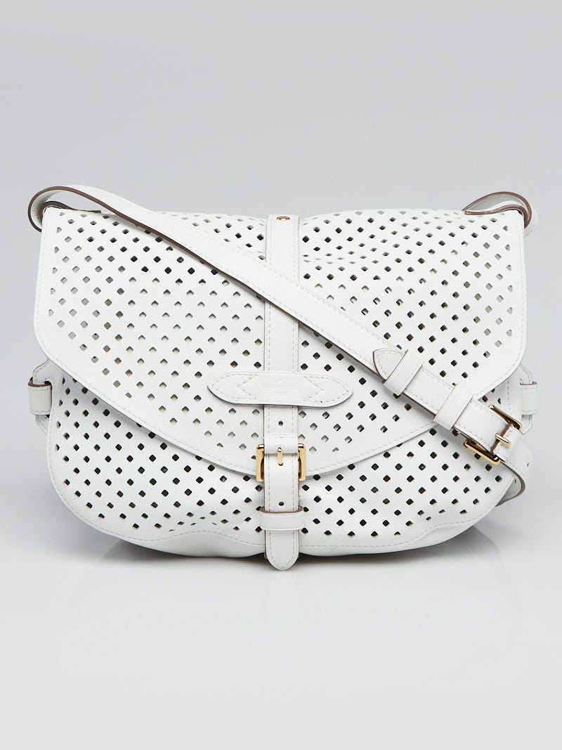 Louis Vuitton Limited Edition White Flore Perforated Leather