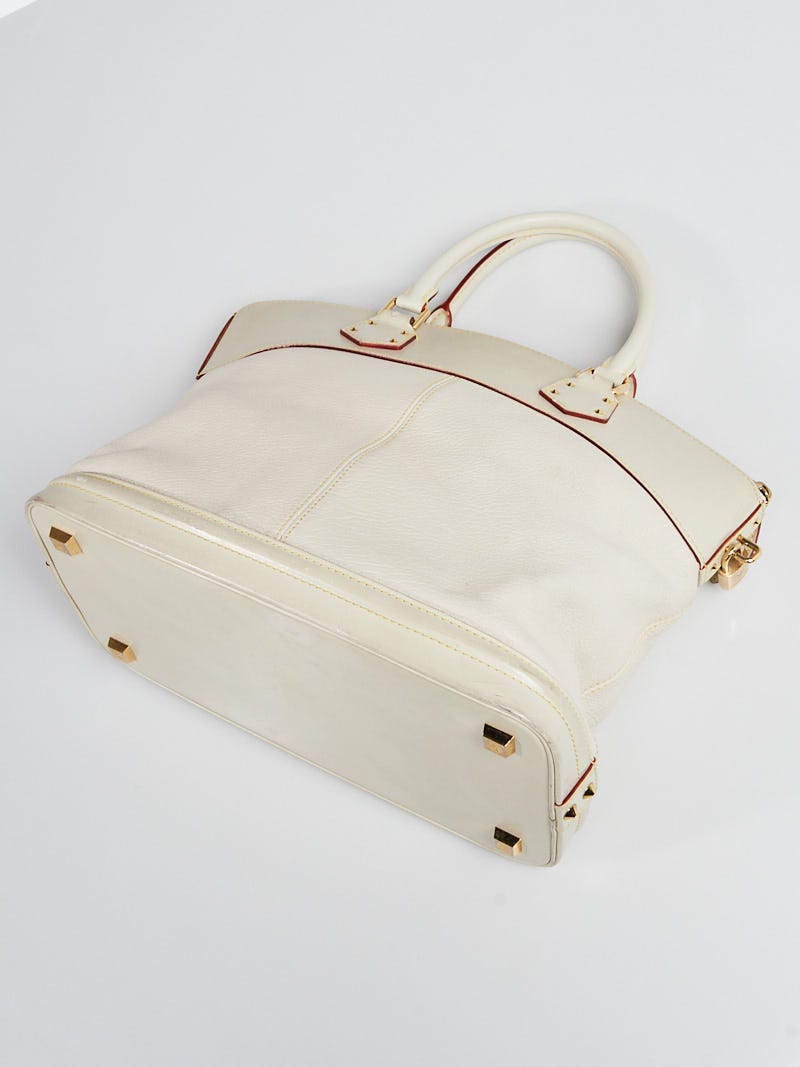 White Louis Vuitton Suhali Lockit MM Handbag