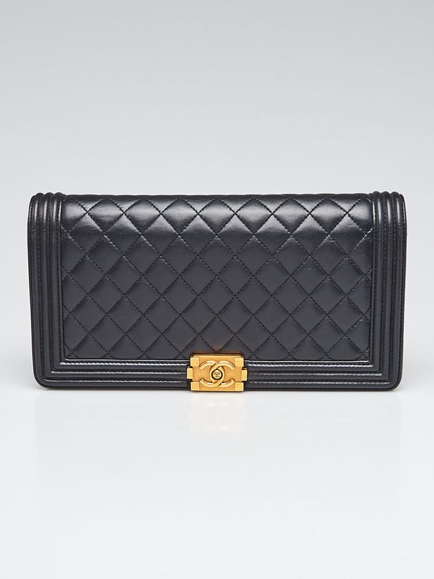 Chanel Black Quilted Lambskin Leather Boy Clutch Bag