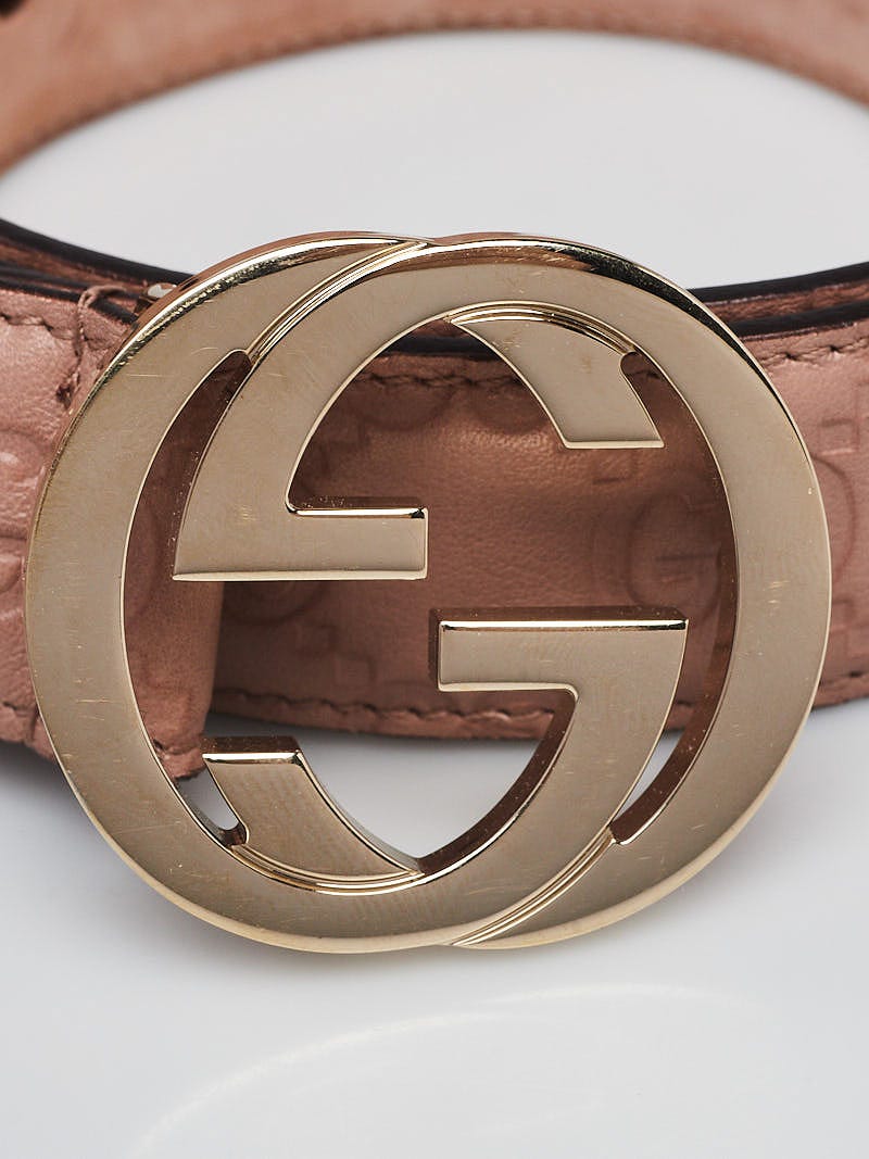 Gucci Mauve Pink Embossed Leather Women\'s Belt with Gold Buckle Gucci Women\ main image 3
