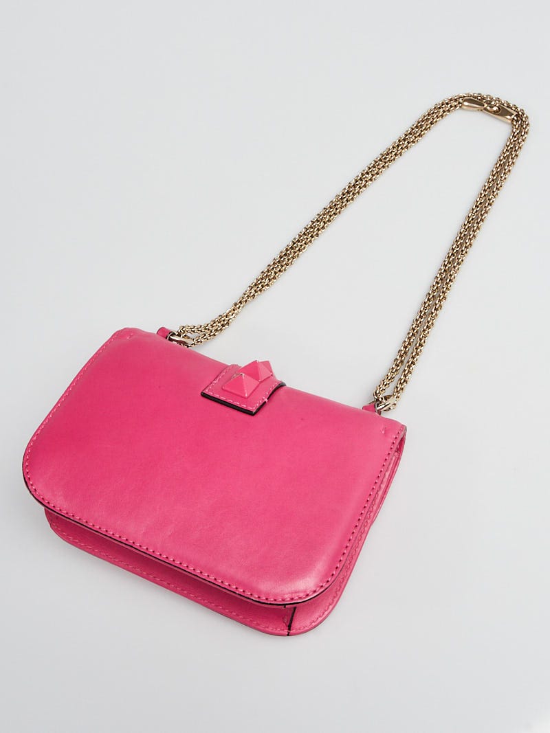 Valentino Pink/Cream Leather Small Rockstud Glam Lock Flap Bag