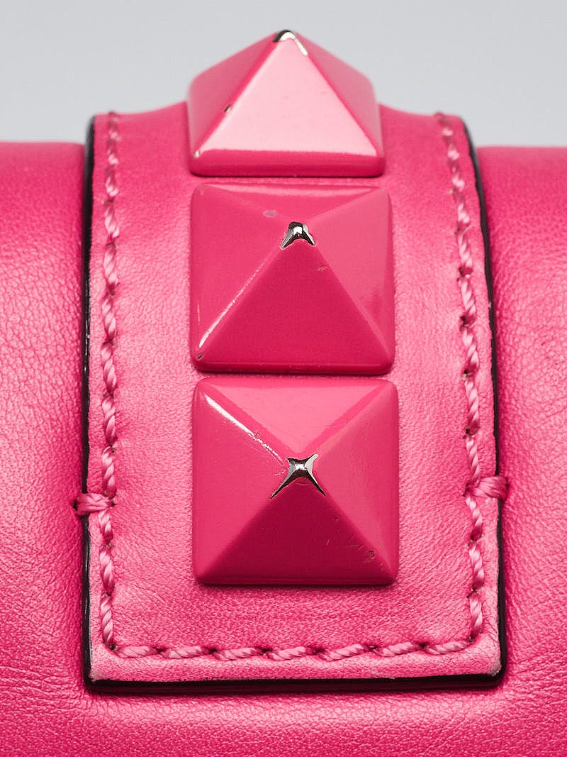 VALENTINO powder pink leather ROCKSTUD GLAM LOCK MEDIUM Shoulder Bag