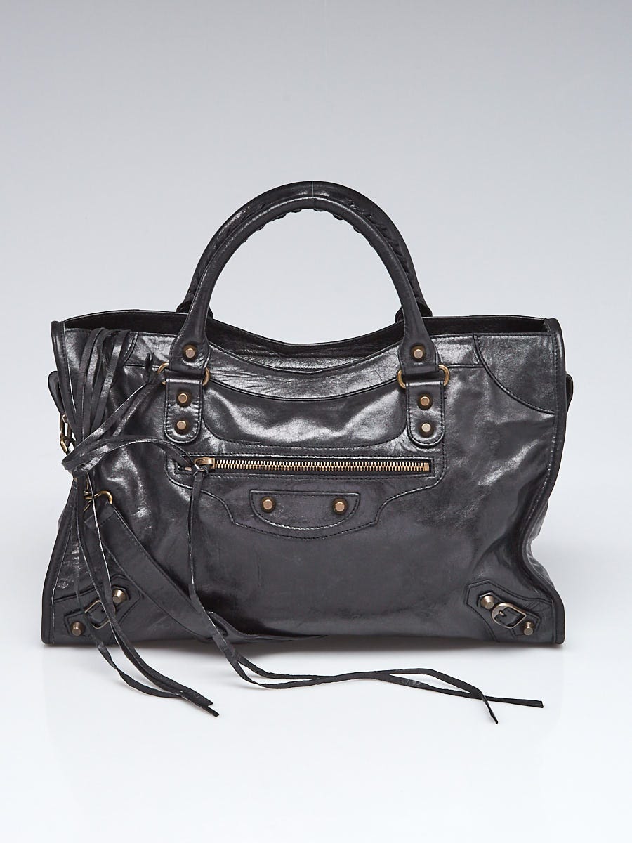 Balenciaga Black Chevre Leather Motorcycle City Bag | Yoogi's Closet
