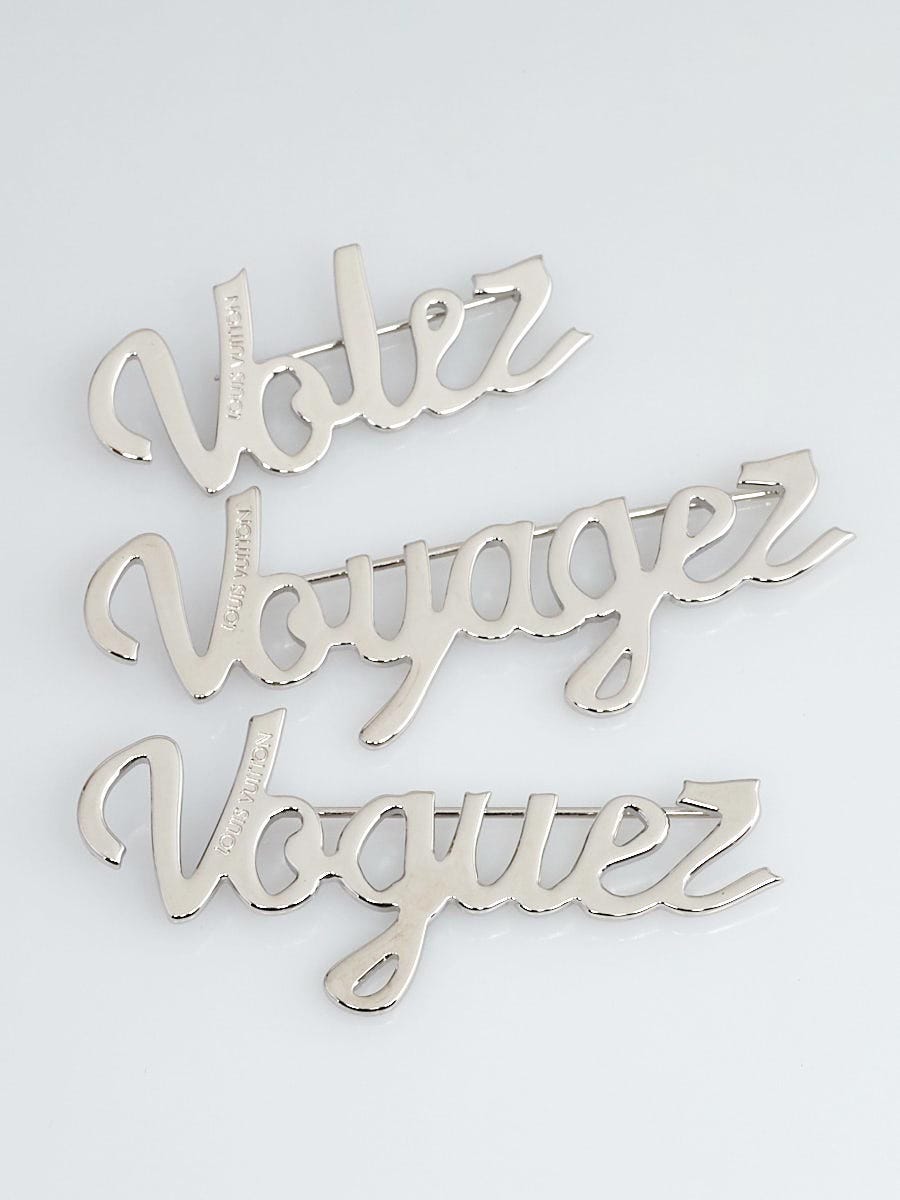Louis Vuitton Silvertone Ribbon Voyagez Brooches - Yoogi's Closet