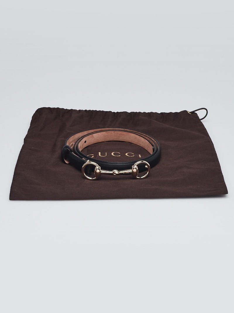 Gucci Black Leather Horsebit Skinny Belt 80/32 | Yoogi display picture 1
