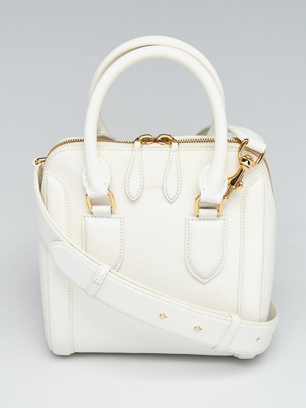 Alexander McQueen White Calfskin Leather Medium Heroine Crossbody Bag