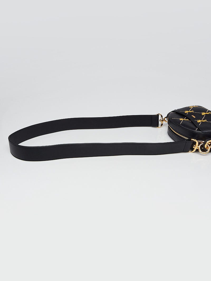 Chloe Black Leather Embroidered Horse Shoulder Bag | Yoogi's