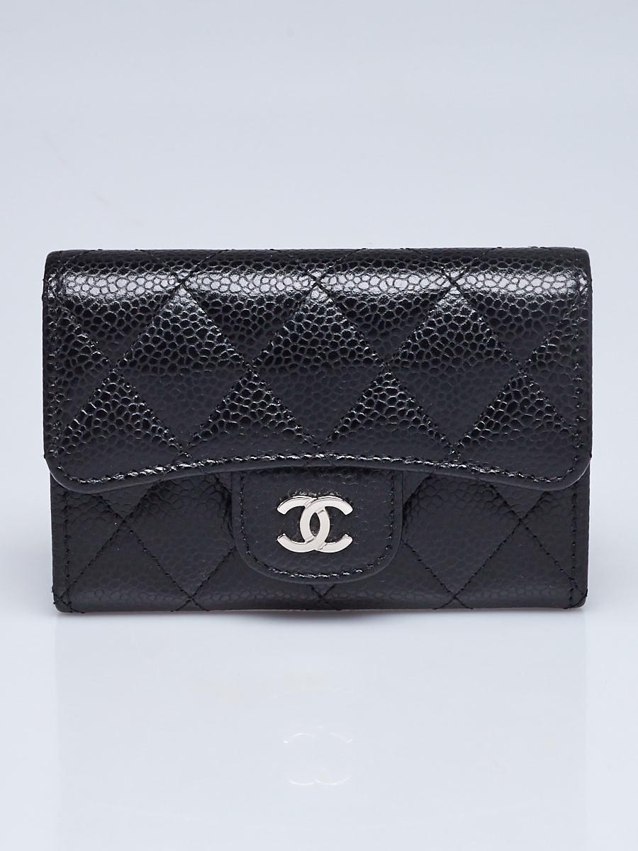 Chanel Black Quilted Caviar Leather Classic Flap Card Holder