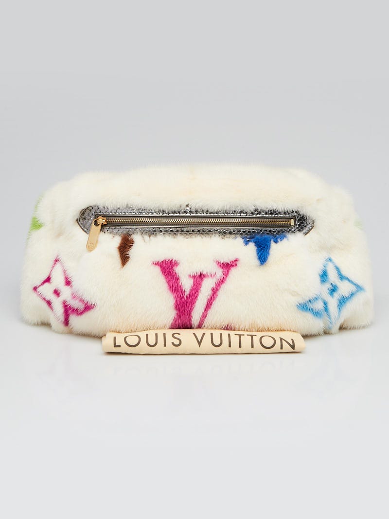 Louis Vuitton White Multicolor Monogram Mink And Silver Python Les
