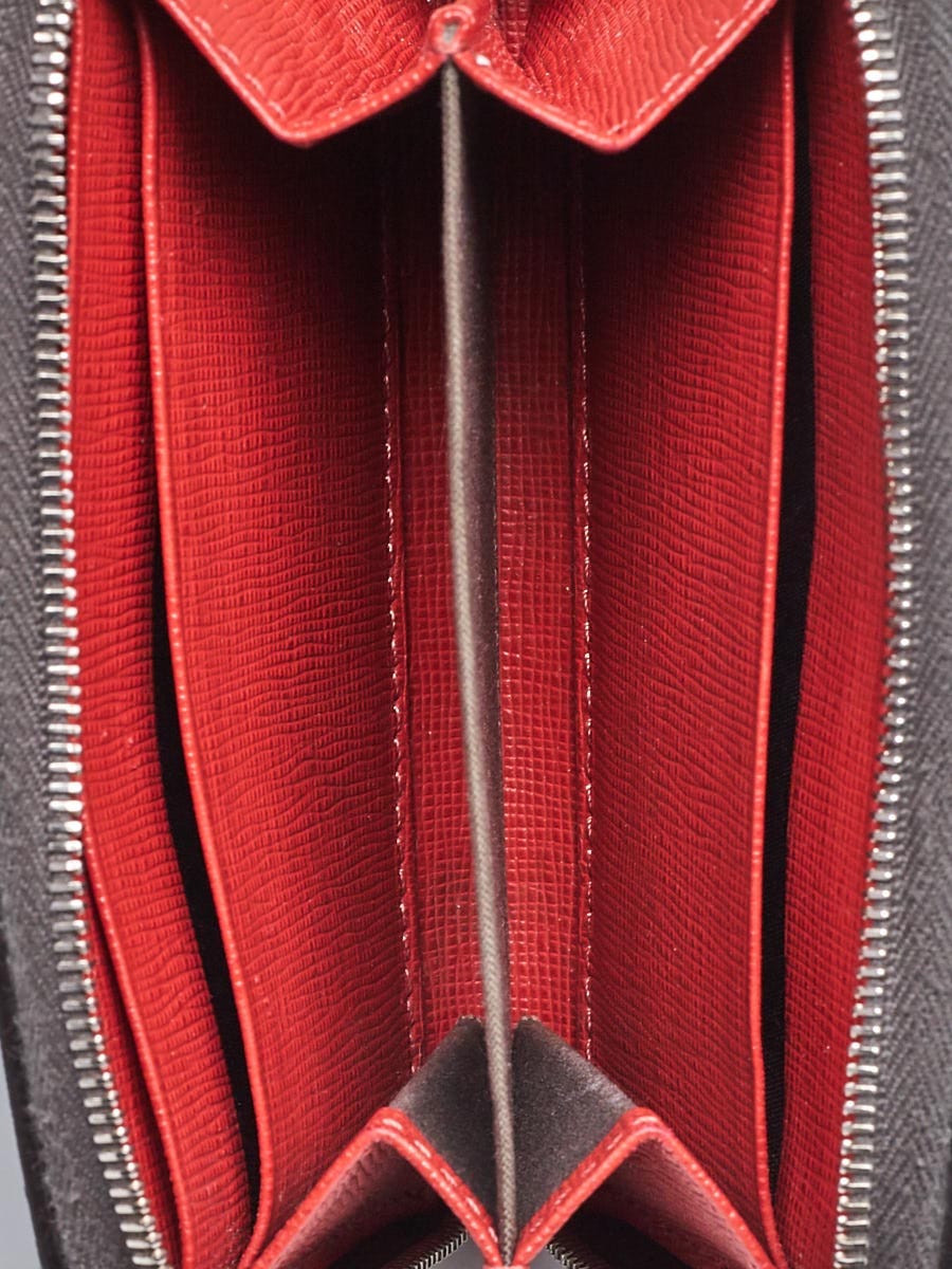 Fendi Carbon Vitello Elite Leather Monster Eyes Zip Around