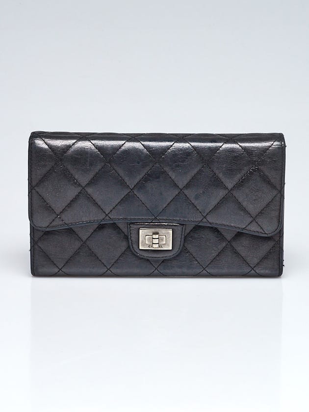 Chanel Black Quilted Distressed Leather Flap Purse Wallet