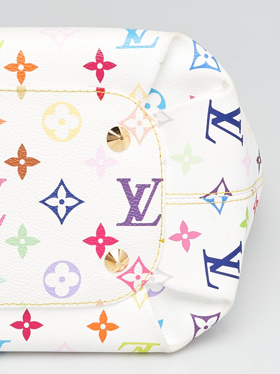 Louis Vuitton White Monogram Multicolore Annie MM Tote Bag - Yoogi's Closet