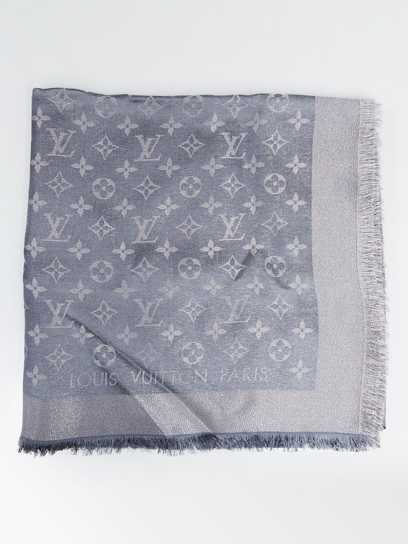 Fremskynde chauffør accent Louis Vuitton Charcoal Grey Monogram Wool/Silk Shine Shawl Scarf - Yoogi's  Closet