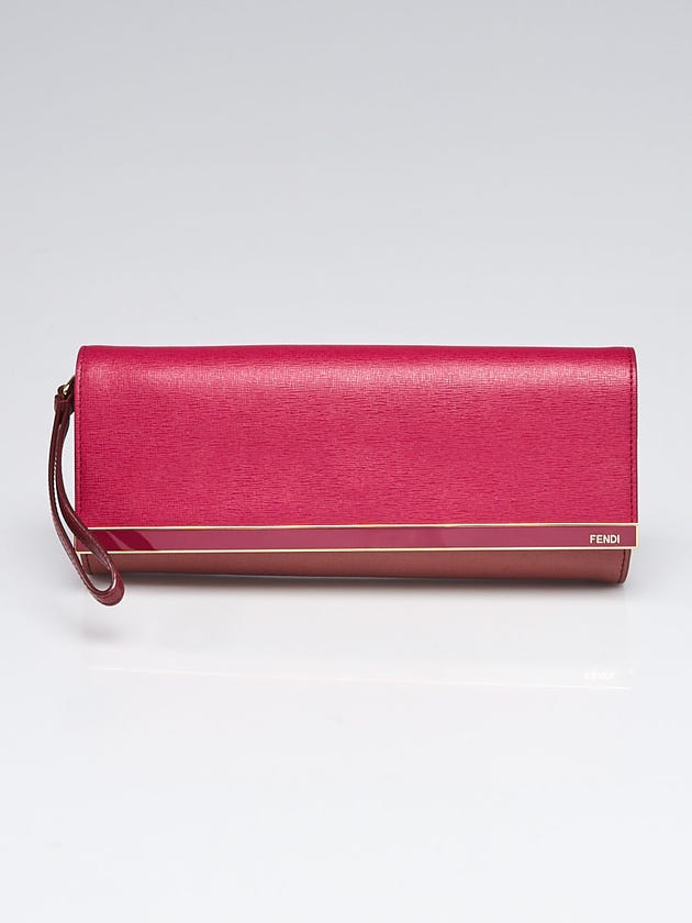 Fendi Cherry Tri-Color Saffiano Leather Clutch Bag 8BP069