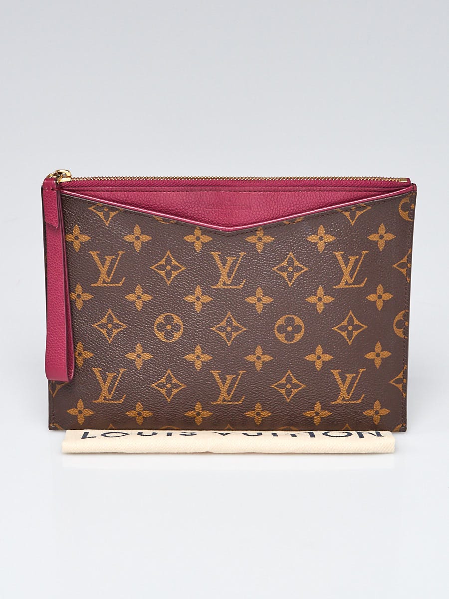 Authentic Louis Vuitton Classic Monogram Red Pallas Clutch Bag